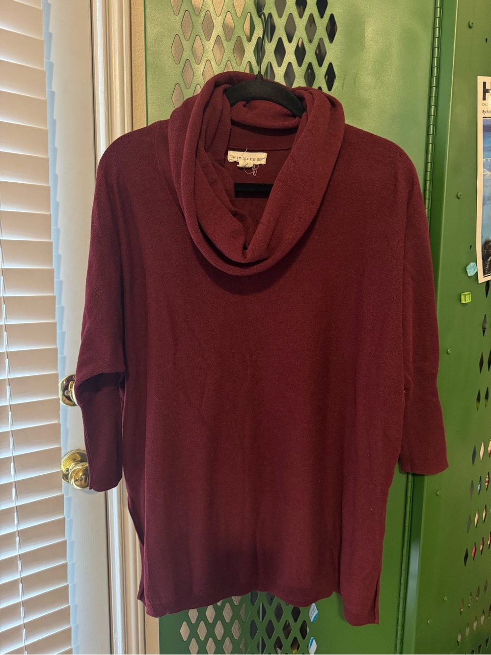 if it were me Women’s Wine Cowl Neck Sweater (55% Cotton)